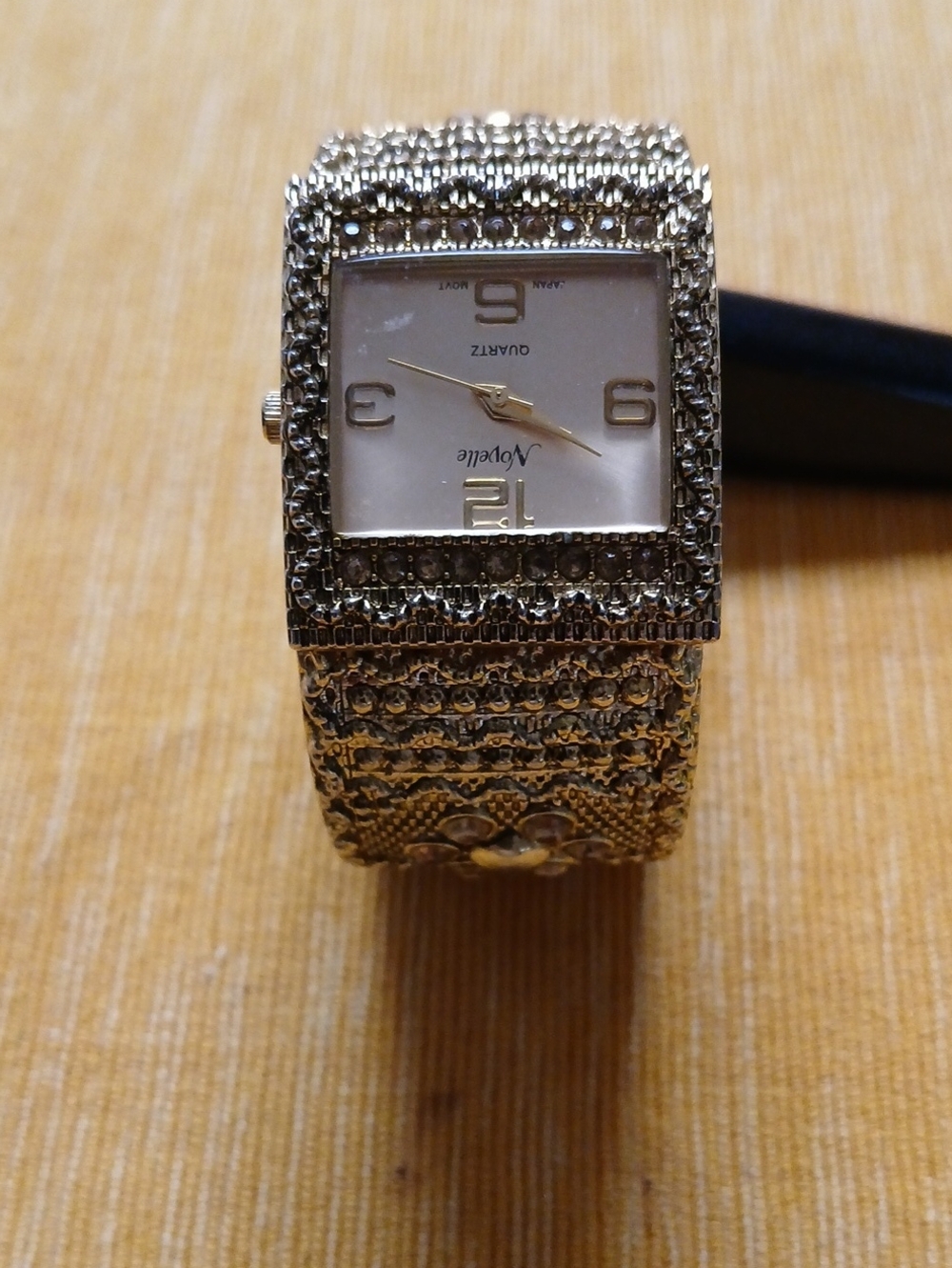 Novelle Gold Tone Crystal Pavé Bracelet Watch with White Dial